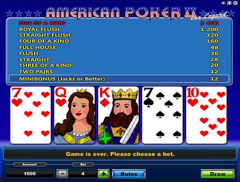 играть бесплатно в американский покер игровой автомат