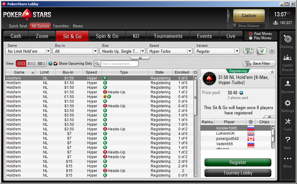 Sit and Go Pokerstars